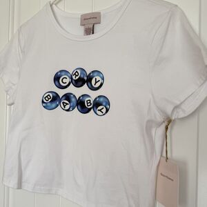 NEW Since Forever Cry Baby Cropped Shirt Women’s Large White Billiard Babydoll